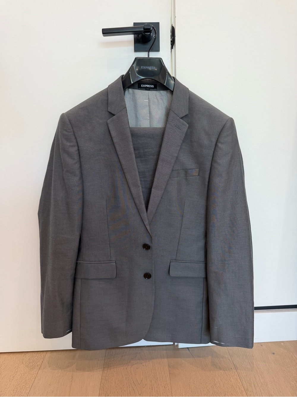 Express Men's Charcoal Gray Two-Button Suit Jacket